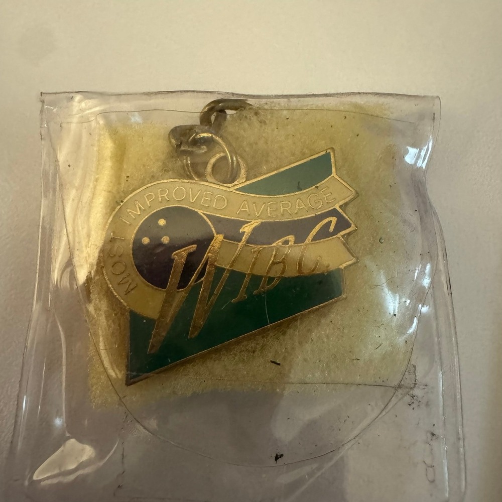 Vintage Most Improved Average WIBC Bowling‎ Lapel Pin Keychain